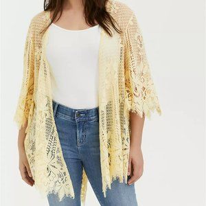 NWT TORRID YELLOW LACE KIMONO